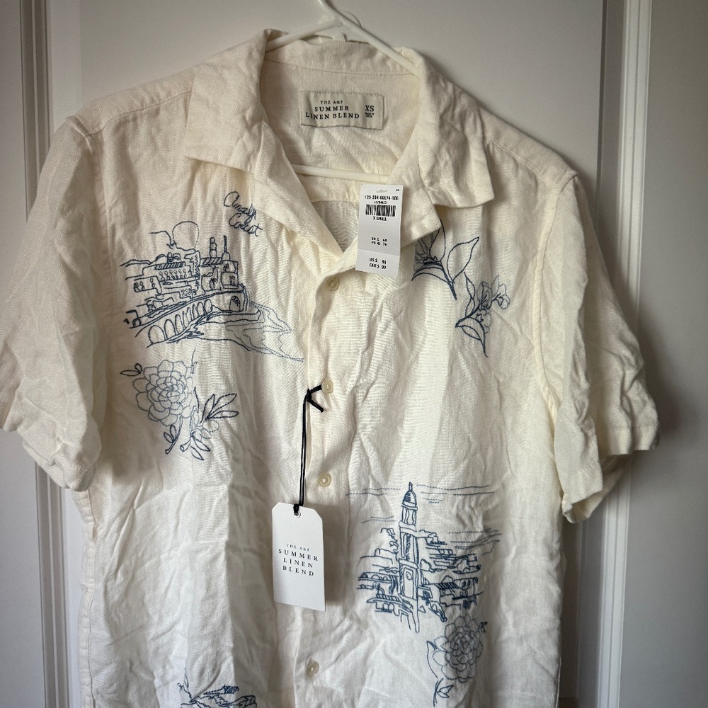 Abercrombie & Fitch Camp Collar Summer Linen-Blend Shirt